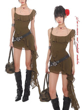 베트남 러플 리본 슬립 드레스